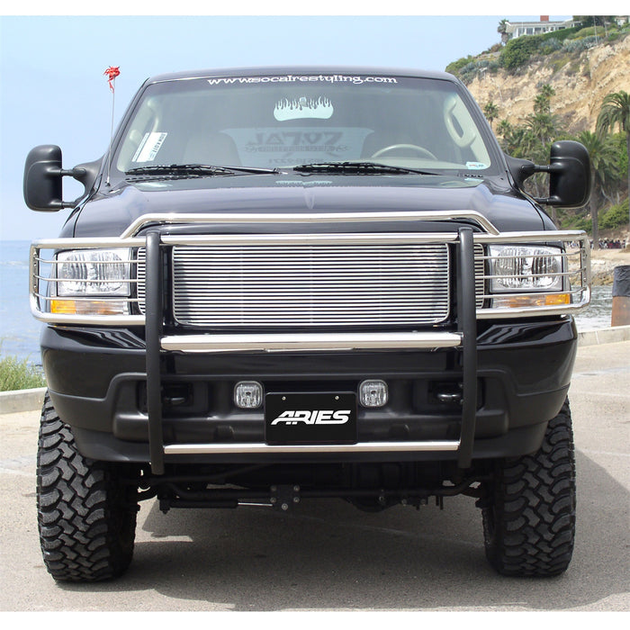 ARIES 3045-2 Polished Stainless Grille Guard; Select Ford Excursion; F-250; F-350 Super Duty - Truck Part Superstore
