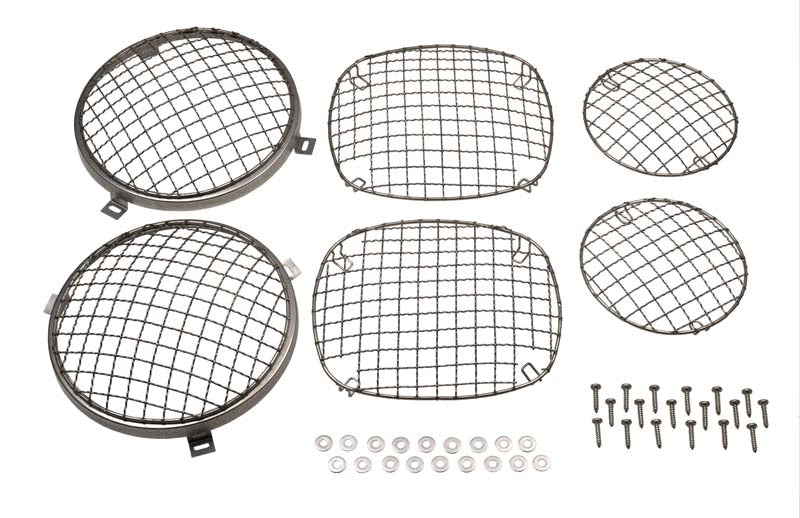 Kentrol 30465 Jeep CJ Wire Mesh Guard Set 6 Pieces 76-86 CJ Polished Silver Kentrol - Truck Part Superstore
