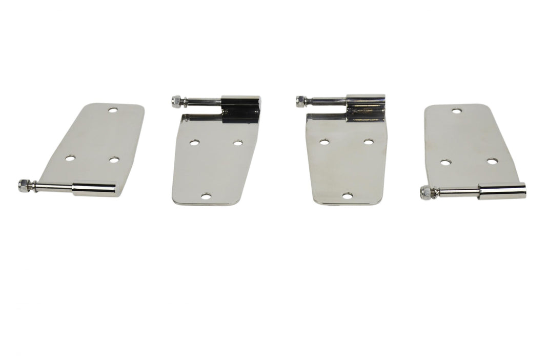 Kentrol 30474 Jeep CJ/YJ Hardtop Door Hinge Set Without Mirror Holes 4 Pieces 76-93 CJ and Wrangler YJ Polished Silver Kentrol - Truck Part Superstore