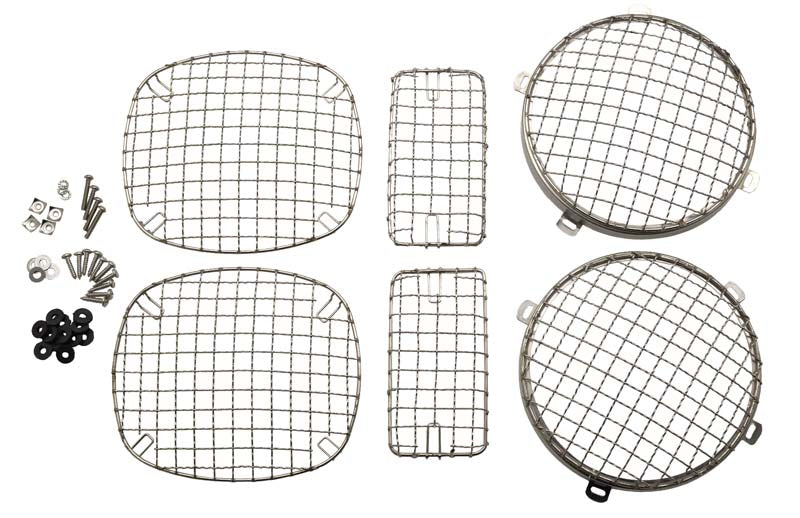 Kentrol 30488 Jeep TJ Wire Mesh Guard Set 6 Pieces 97-06 Wrangler TJ Polished Silver Kentrol - Truck Part Superstore