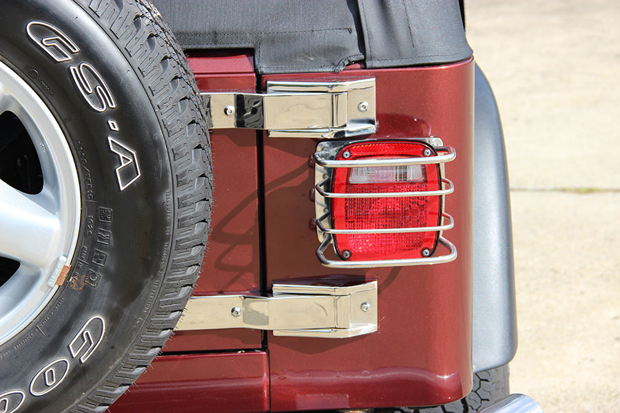 Kentrol 30497 JEEP CJ/YJ/TJ Taillight Guard Pair 76-06 CJ Wrangler YJ/TJ Polished Silver Kentrol - Truck Part Superstore