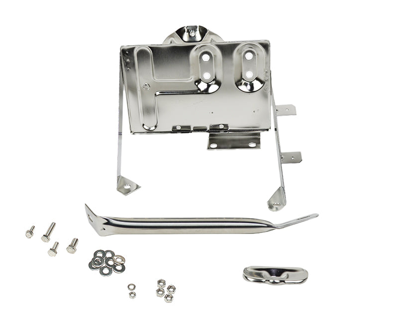 Kentrol 30498 Jeep CJ Battery Tray with support arm 76-86 CJ Polished Silver Kentrol - Truck Part Superstore