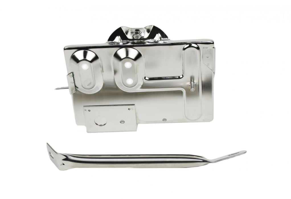 Kentrol 30498 Jeep CJ Battery Tray with support arm 76-86 CJ Polished Silver Kentrol - Truck Part Superstore