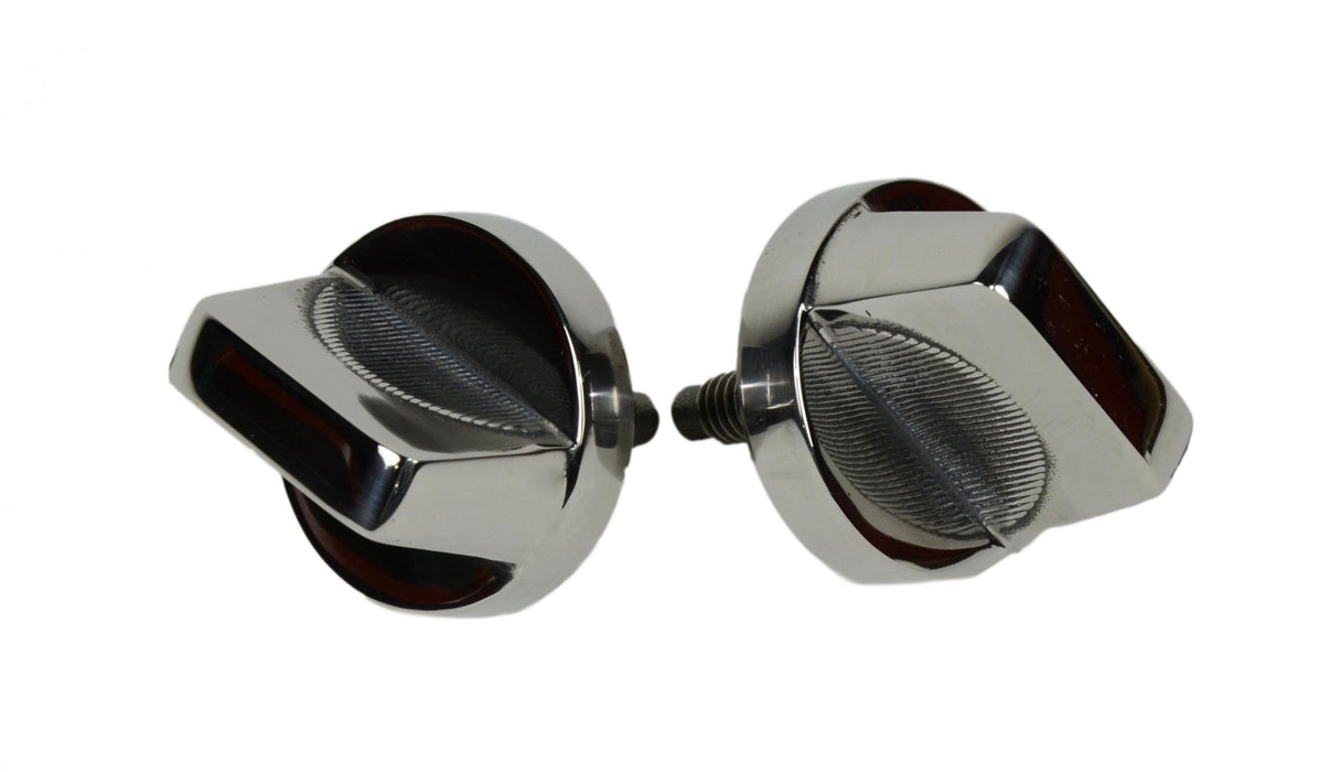 Kentrol 30510 Jeep CJ/YJ Windshield Knobs Pair 76-95 CJ and Wrangler YJ Polished Silver Kentrol - Truck Part Superstore