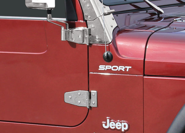 Kentrol 30525 Jeep TJ Door Hinge Set 4 Pieces 97-06 Wrangler TJ Polished Silver Kentrol - Truck Part Superstore