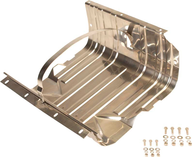 Kentrol 30539 Jeep CJ/YJ Gas Tank Skid Plate with strap 76-90 CJ and Wrangler YJ Polished Silver Kentrol - Truck Part Superstore