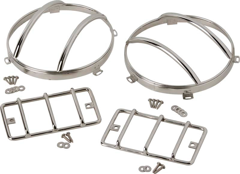 Kentrol 30557 Jeep TJ Euro Light Guard Set 4 Pieces 97-06 Wrangler TJ Polished Silver Kentrol - Truck Part Superstore