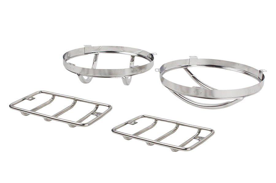 Kentrol 30557 Jeep TJ Euro Light Guard Set 4 Pieces 97-06 Wrangler TJ Polished Silver Kentrol - Truck Part Superstore