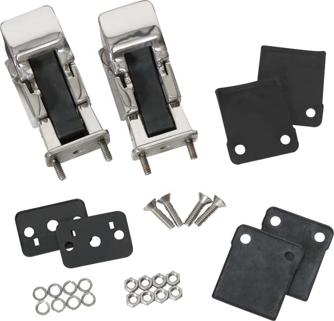 Kentrol 30563 Jeep CJ/YJ Hood Catch Pair TJ Style 42-95 CJ and Wrangler YJ Polished Silver Kentrol - Truck Part Superstore