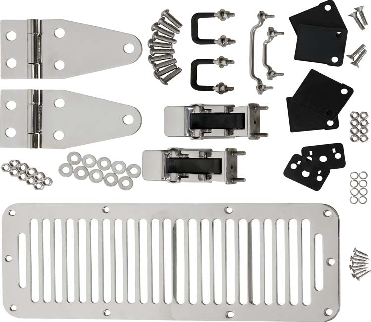 Kentrol 30570 Jeep CJ/YJ Hood Kit With TJ Style Hood Catch 78-95 CJ and Wrangler YJ Polished Silver Kentrol - Truck Part Superstore