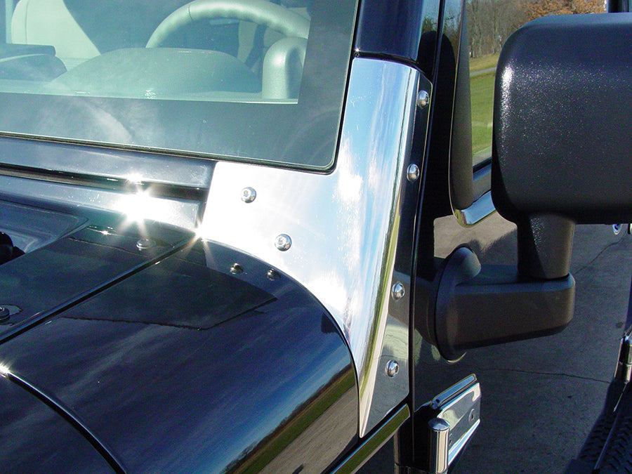 Kentrol 30574 Jeep JK Windshield Supports Pair 07-18 Wrangler JK Polished Silver Kentrol - Truck Part Superstore