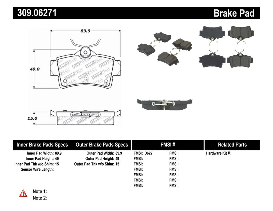 StopTech 309.06271 StopTech Sport Brake Pads with Shims and Hardware - Truck Part Superstore