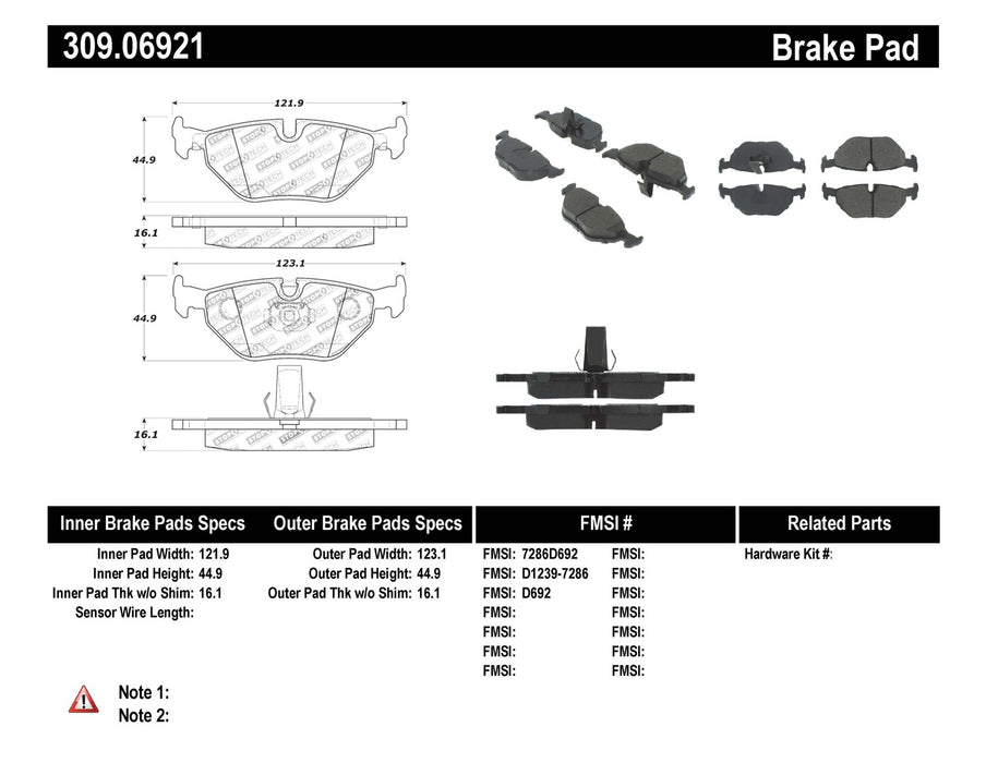 StopTech 309.06921 StopTech Sport Brake Pads with Shims and Hardware - Truck Part Superstore