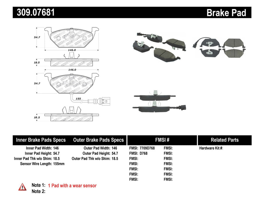 StopTech 309.07681 StopTech Sport Brake Pads with Shims and Hardware - Truck Part Superstore
