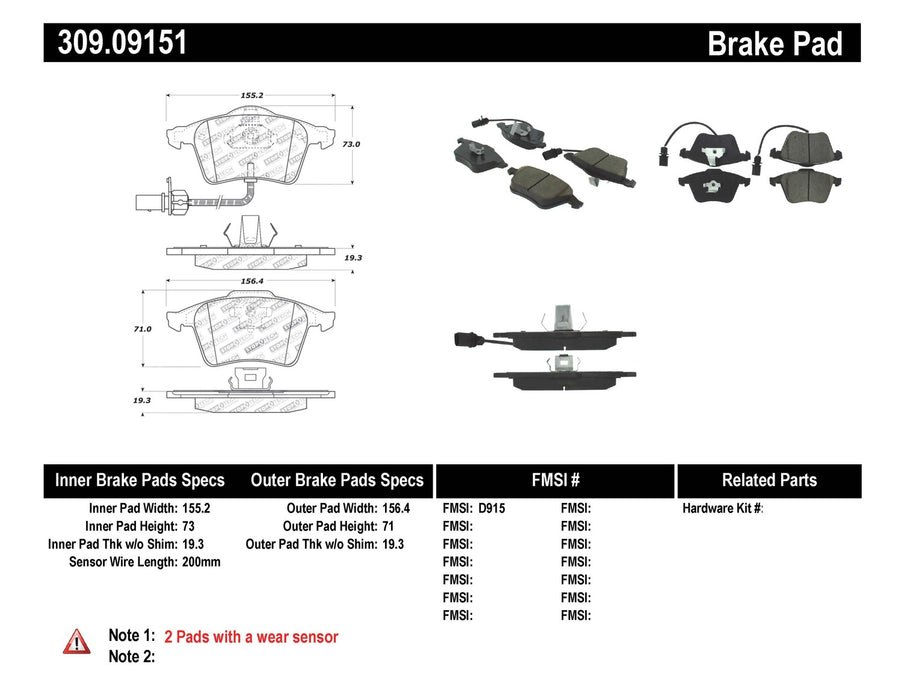 StopTech 309.09151 StopTech Sport Brake Pads with Shims and Hardware - Truck Part Superstore