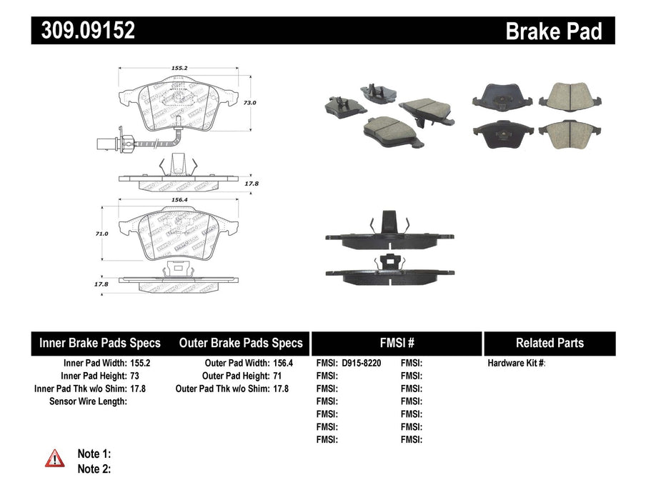 StopTech 309.09152 StopTech Sport Brake Pads with Shims and Hardware - Truck Part Superstore