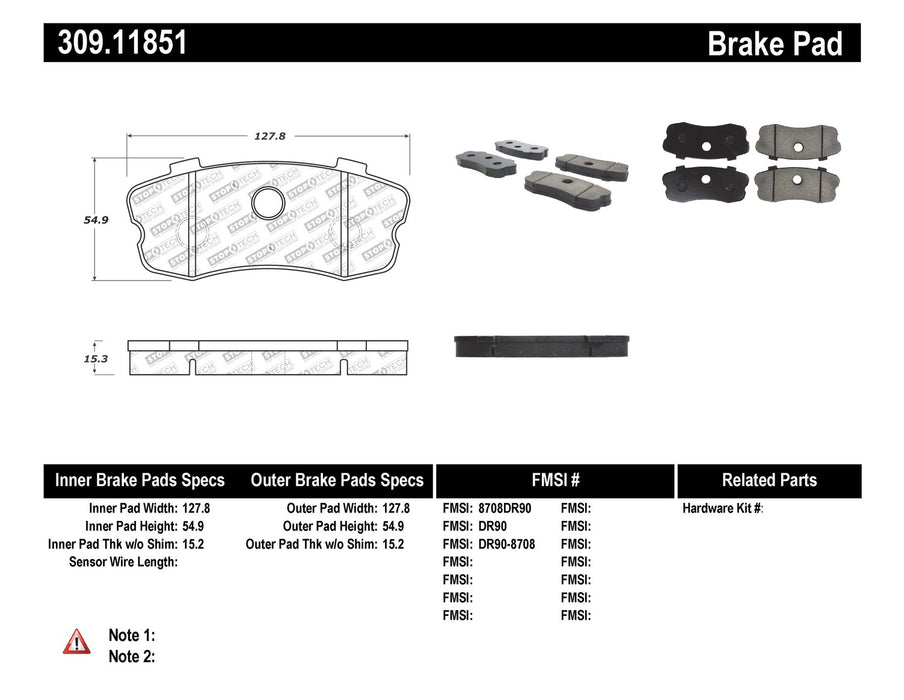 StopTech 309.11851 StopTech Sport Brake Pads with Shims - Truck Part Superstore