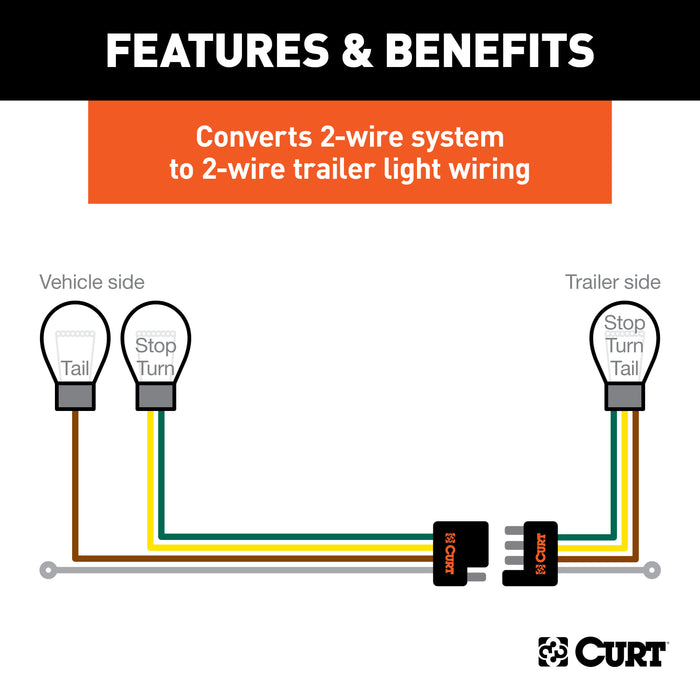 CURT 56236 CURT 56236 Multi-Function Splice-in Tail Light Converter; 4-Pin Wiring Harness - Truck Part Superstore