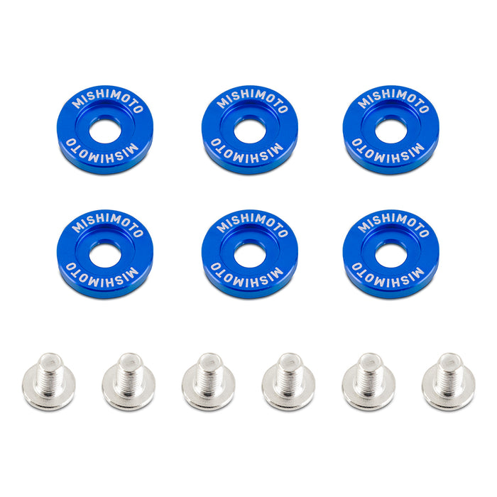 Mishimoto MMFW-LG-6BL Mishimoto M6 X 1.0 Fender Washer and Bolt Kit, 20mm OD, 6 pcs, Blue - Truck Part Superstore
