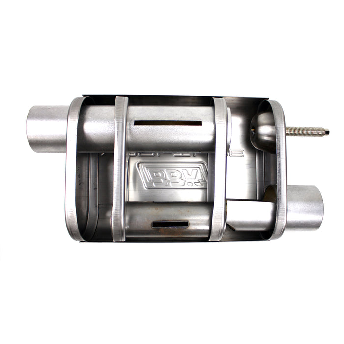 BBK Performance Parts 31015 UNIVERSAL 2-1/2 VARITUNE ADJUSTABLE MUFFLER DOUBLE OFFSET (439 STAINLESS). - Truck Part Superstore