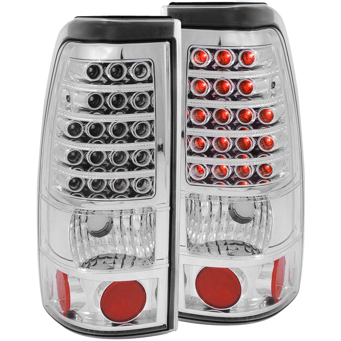 Anzo USA 311011 Tail Light Assembly; LED; Clear Lens; Chrome Housing; Pair; - Truck Part Superstore