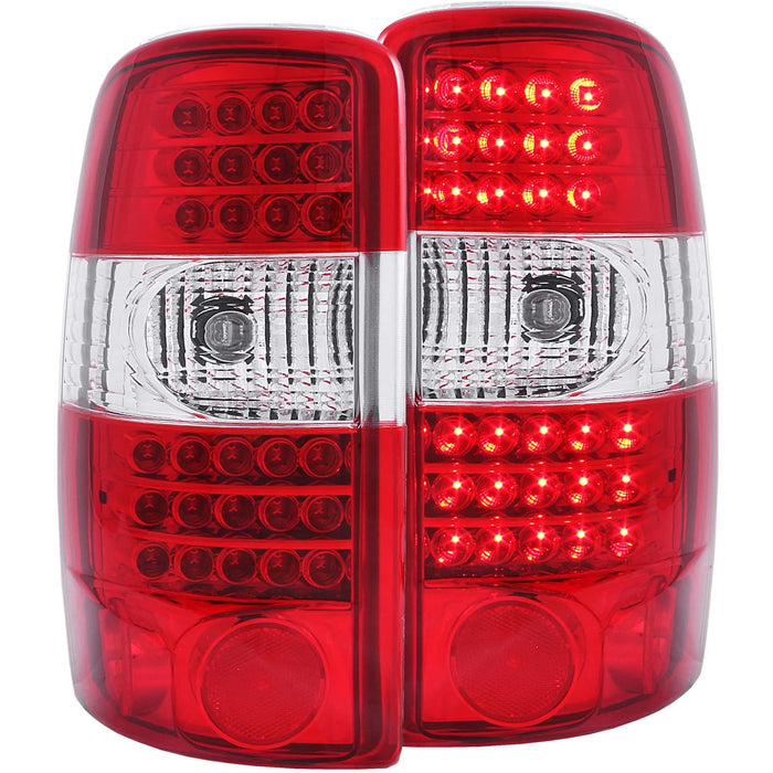 Anzo USA 311100 Tail Light Assembly; LED; Red/Clear Lens; Red Reflector; Pair; Chrome; - Truck Part Superstore