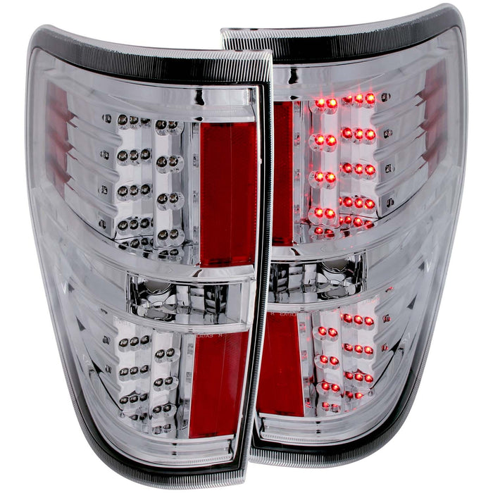 Anzo USA 311147 Tail Light Assembly; LED; Red/White; Clear Lens; Chrome Housing; Pair; - Truck Part Superstore