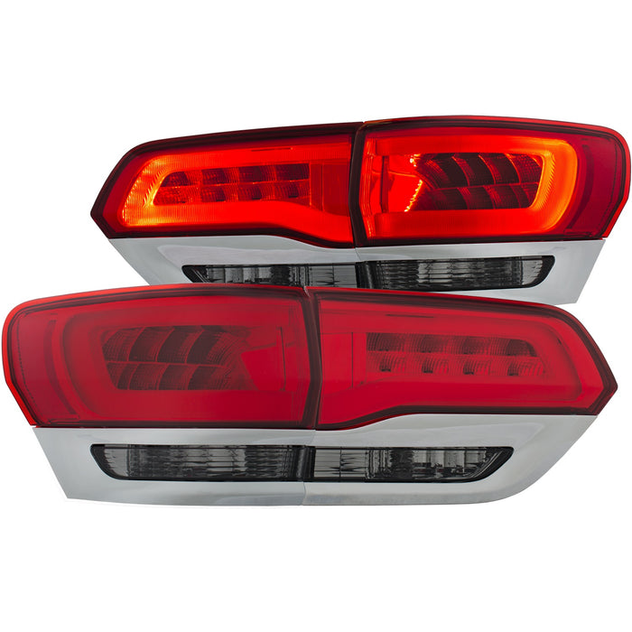 ANZO USA 311251 Tail Light Assembly; LED; Red/Smoke Lens; Chrome Housing; Pair; - Truck Part Superstore