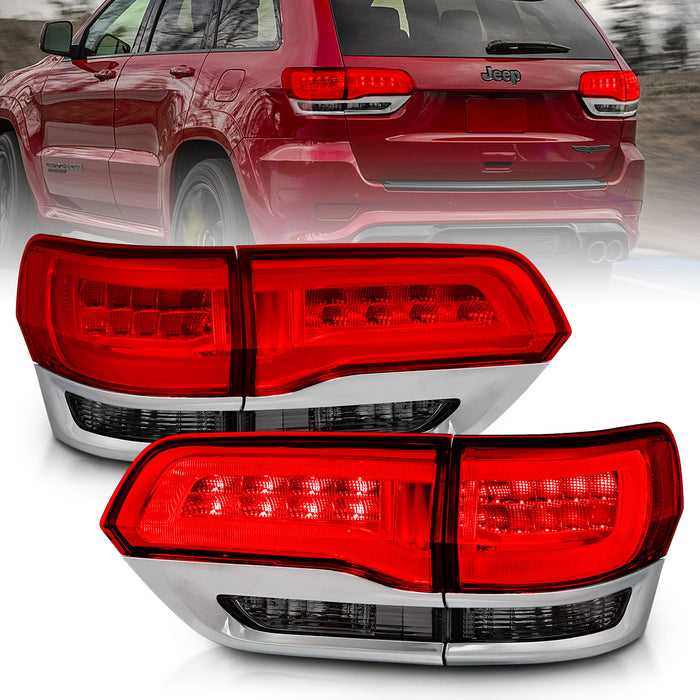 ANZO USA 311251 Tail Light Assembly; LED; Red/Smoke Lens; Chrome Housing; Pair; - Truck Part Superstore