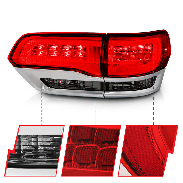 ANZO USA 311251 Tail Light Assembly; LED; Red/Smoke Lens; Chrome Housing; Pair; - Truck Part Superstore