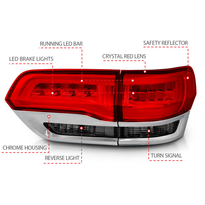 ANZO USA 311251 Tail Light Assembly; LED; Red/Smoke Lens; Chrome Housing; Pair; - Truck Part Superstore