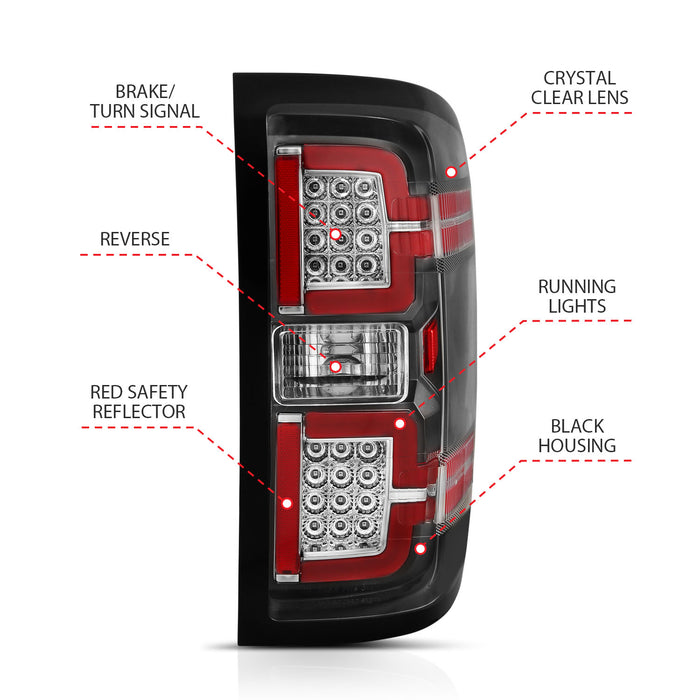 Anzo USA 311289 Tail Light Assembly; LED; Black Lens; Pair; - Truck Part Superstore