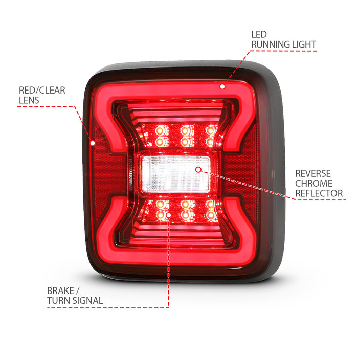 Anzo USA 311295 Tail Light Assembly; LED; Red/Clear Lens; Pair; - Truck Part Superstore
