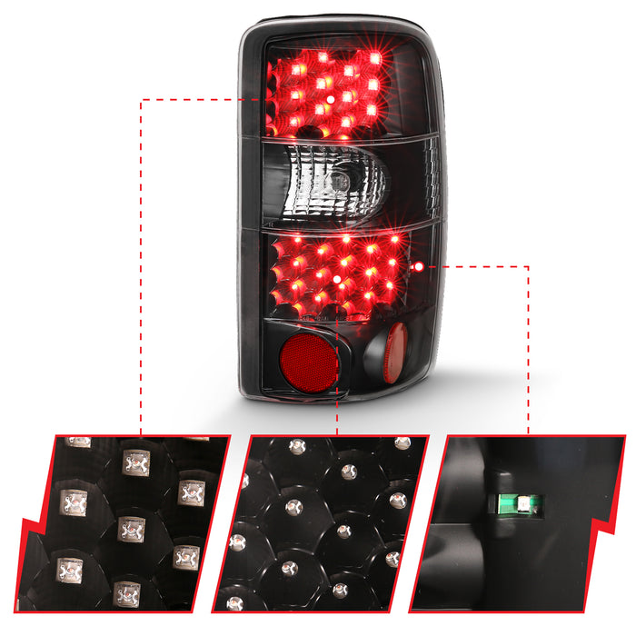 Anzo USA 311298 Tail Light Assembly; LED; Black/Clear Lens; Pair; - Truck Part Superstore