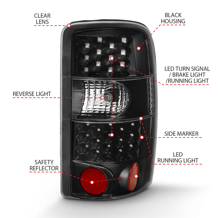 Anzo USA 311298 Tail Light Assembly; LED; Black/Clear Lens; Pair; - Truck Part Superstore