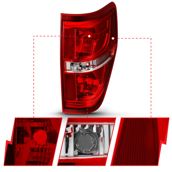 Anzo USA 311299 Tail Light Assembly; Red/Clear Lens; w/o Bulb; Pair; - Truck Part Superstore