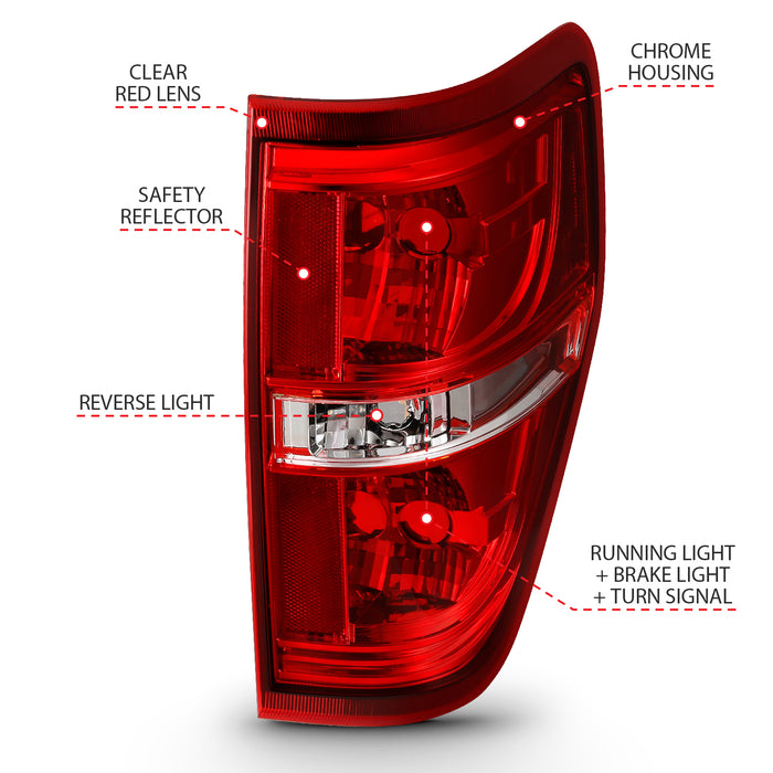 Anzo USA 311299 Tail Light Assembly; Red/Clear Lens; w/o Bulb; Pair; - Truck Part Superstore