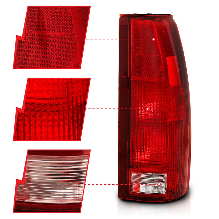 Anzo USA 311301 Tail Light Assembly; Red/Clear Lens; OE Replacement; - Truck Part Superstore