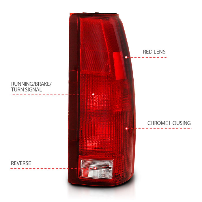 Anzo USA 311301 Tail Light Assembly; Red/Clear Lens; OE Replacement; - Truck Part Superstore