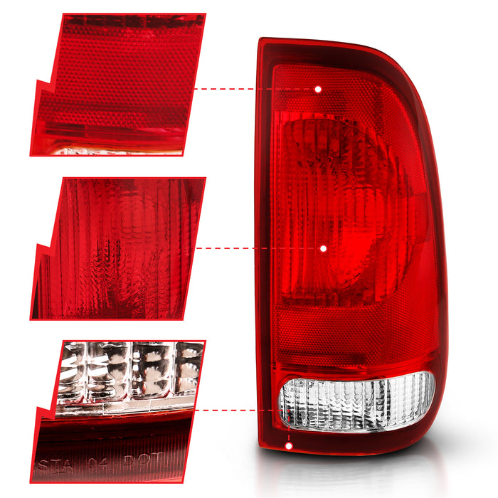 Anzo USA 311307 Tail Light Assembly; Red/Clear Lens; OE Replacement; - Truck Part Superstore