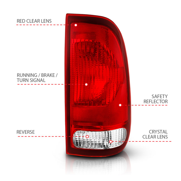 Anzo USA 311307 Tail Light Assembly; Red/Clear Lens; OE Replacement; - Truck Part Superstore