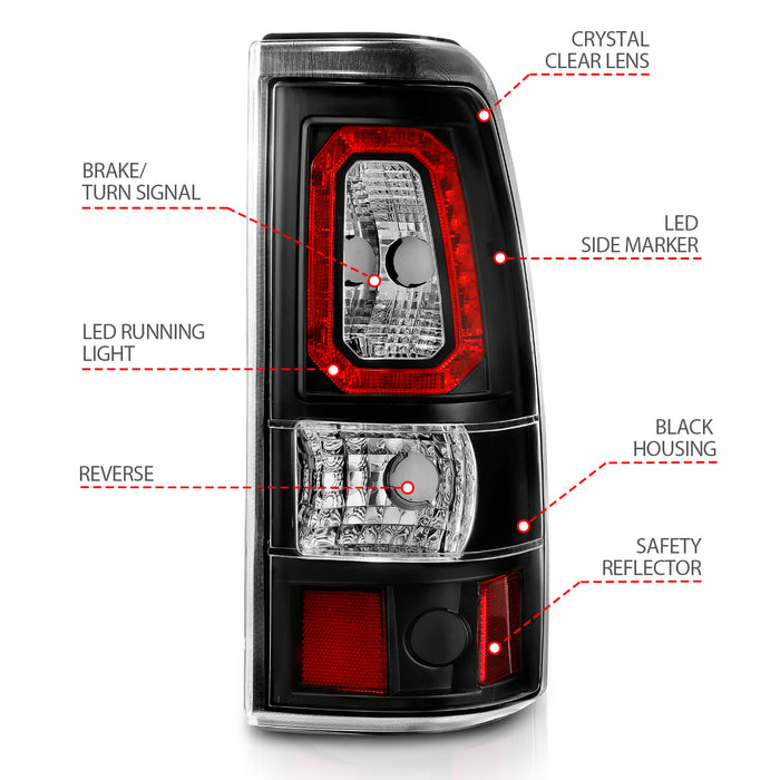 Anzo USA 311324 Tail Light Assembly; LED; Clear Lens; Black Housing; Pair; - Truck Part Superstore