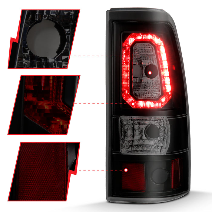 Anzo USA 311325 Tail Light Assembly; LED; Smoke Lens; Black Housing; Pair; - Truck Part Superstore