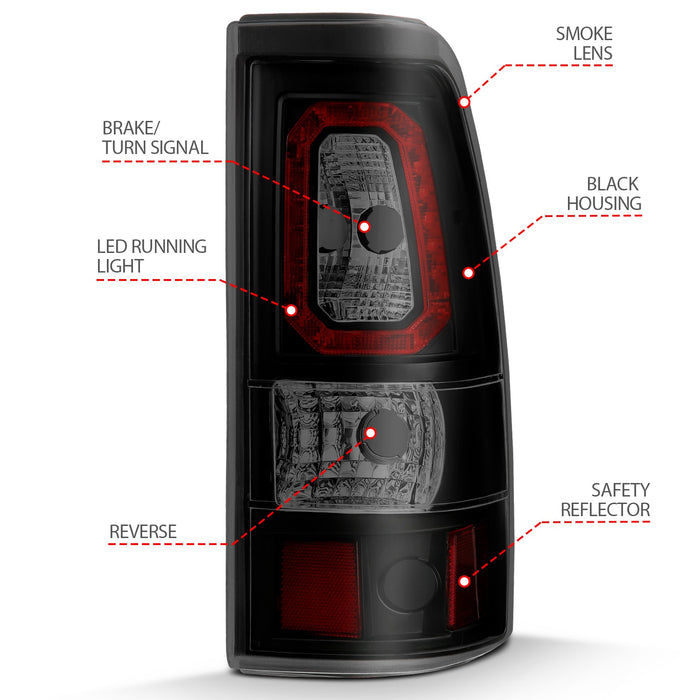 Anzo USA 311325 Tail Light Assembly; LED; Smoke Lens; Black Housing; Pair; - Truck Part Superstore