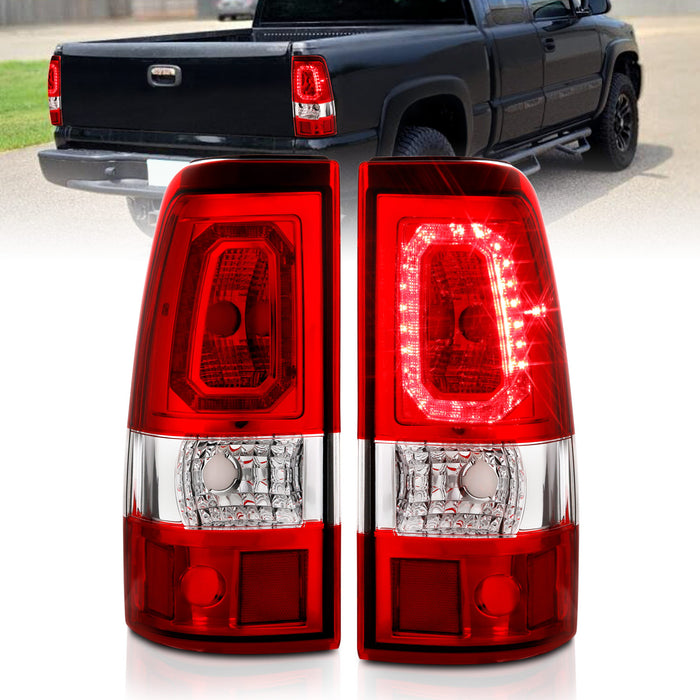 Anzo USA 311326 Tail Light Assembly; LED; Red/Clear Lens; Chrome Housing; Pair; - Truck Part Superstore