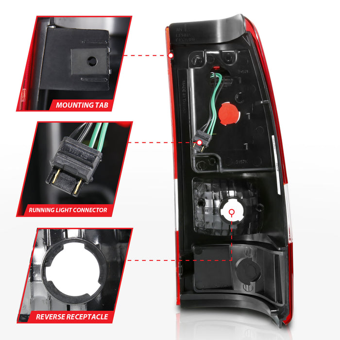 Anzo USA 311326 Tail Light Assembly; LED; Red/Clear Lens; Chrome Housing; Pair; - Truck Part Superstore