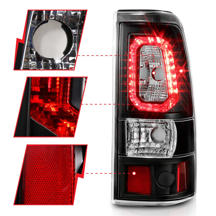 Anzo USA 311327 Tail Light Assembly; LED; Clear Lens; Black Housing; Pair; - Truck Part Superstore