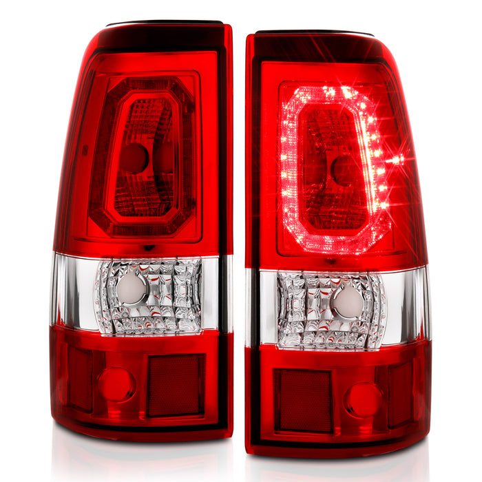 Anzo USA 311329 Tail Light Assembly; LED; Red/Clear Lens; Chrome Housing; Pair; - Truck Part Superstore