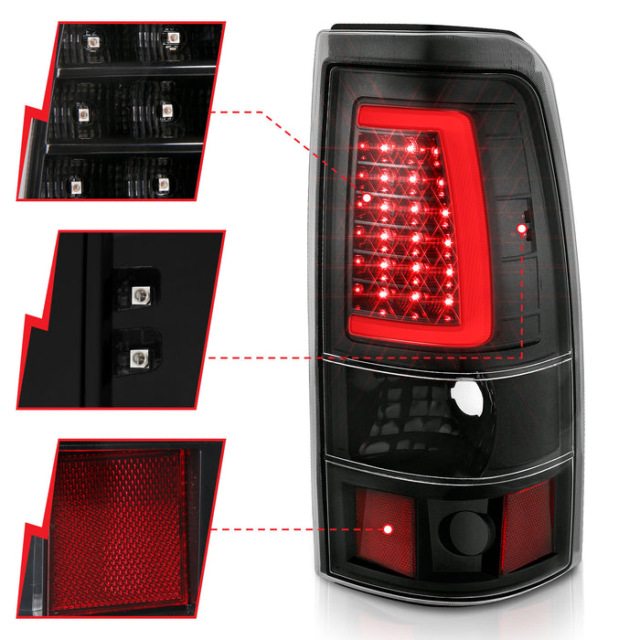 Anzo USA 311330 Tail Light Assembly; LED; Clear Lens; Black; Pair; - Truck Part Superstore