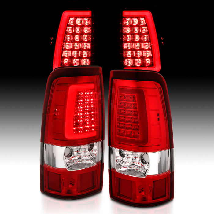 Anzo USA 311332 Tail Light Assembly; LED; Red/Clear Lens; Chrome; Pair; - Truck Part Superstore